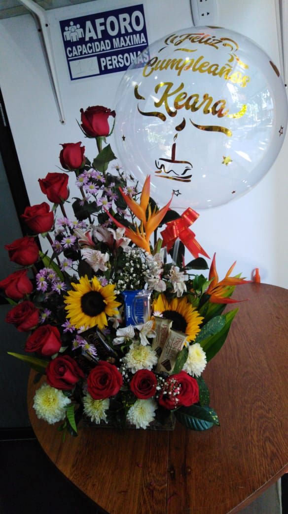 Tira de rosas con globo burbuja